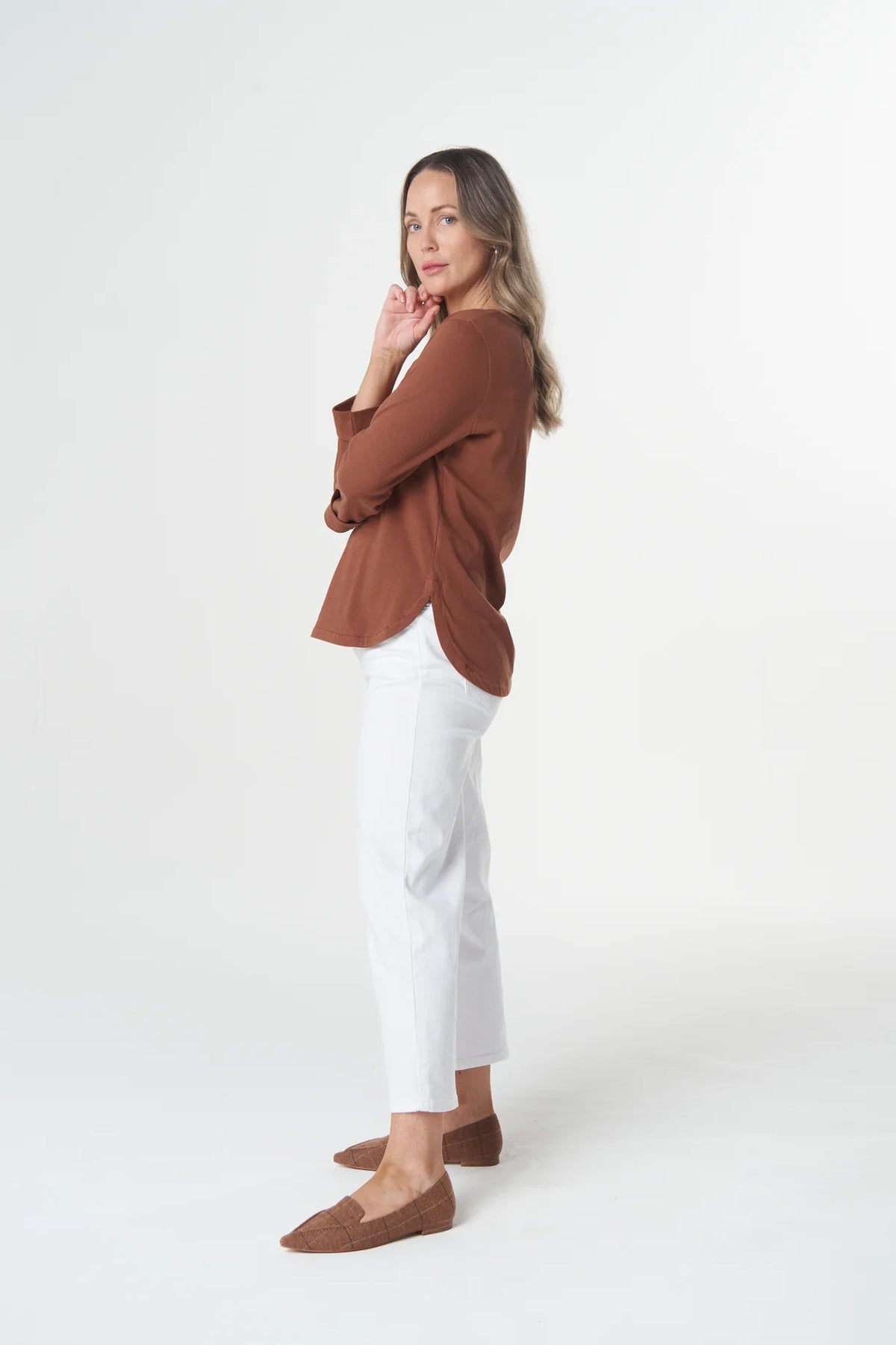 Pima Cotton Crew Neck 3/4 Sleeve Tee