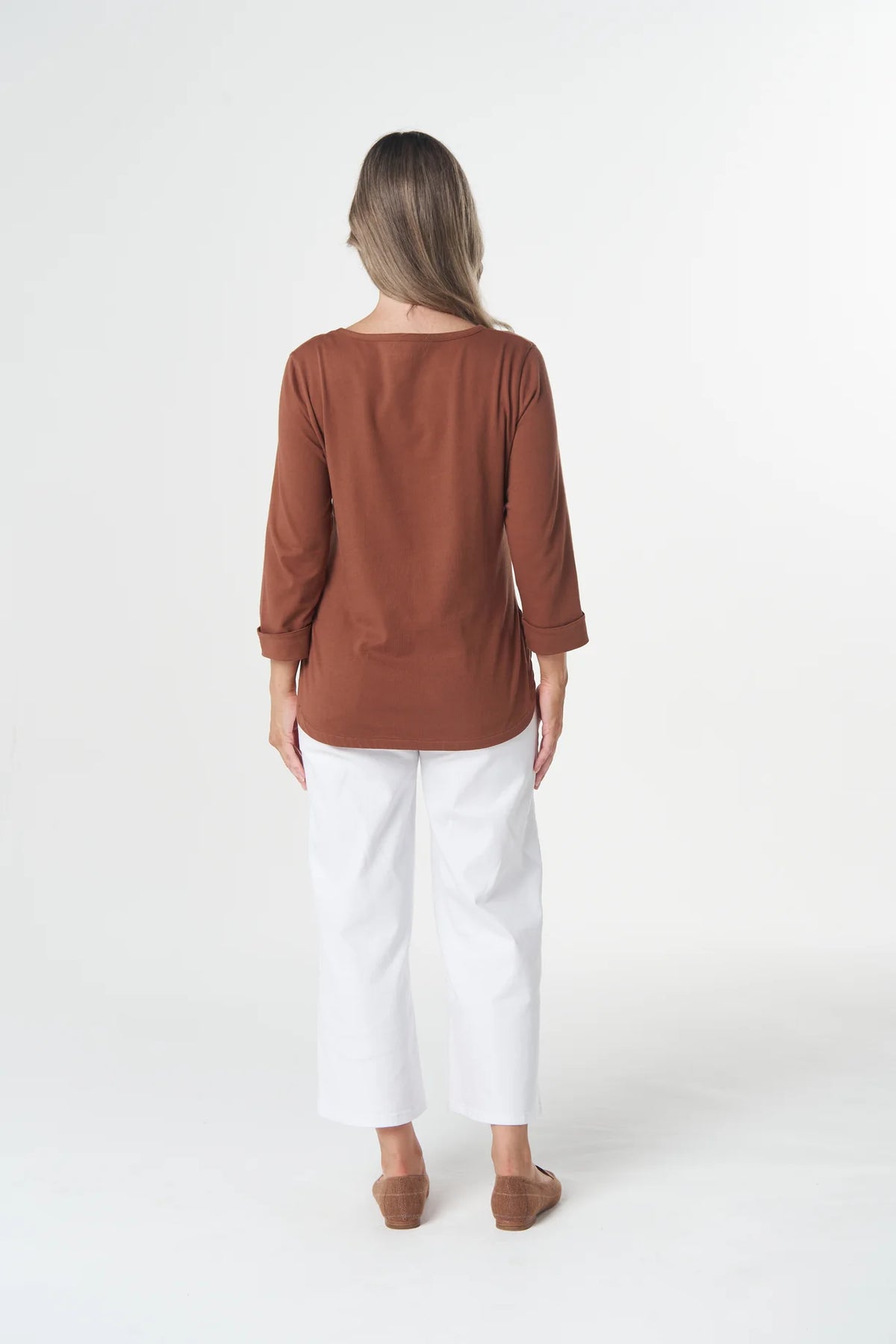 Pima Cotton Crew Neck 3/4 Sleeve Tee