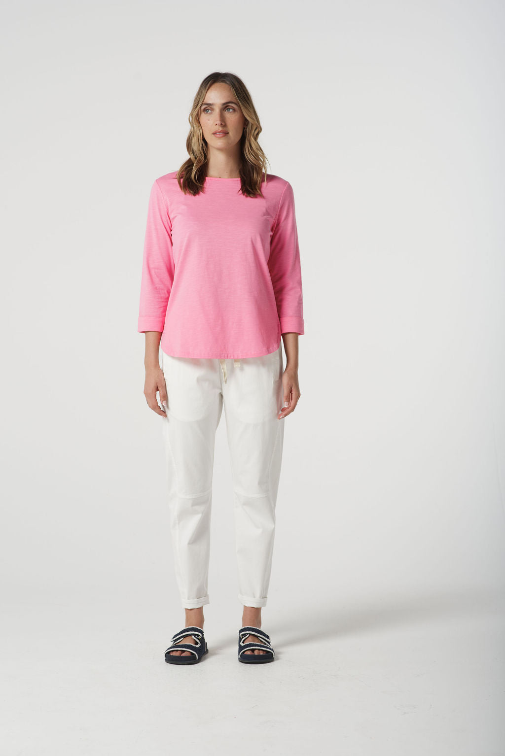 Pima Cotton Crew Neck 3/4 Sleeve Tee