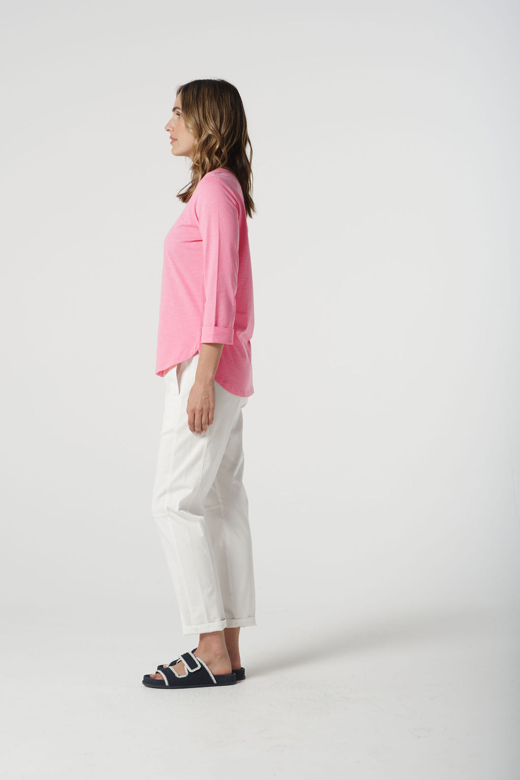 Pima Cotton Crew Neck 3/4 Sleeve Tee