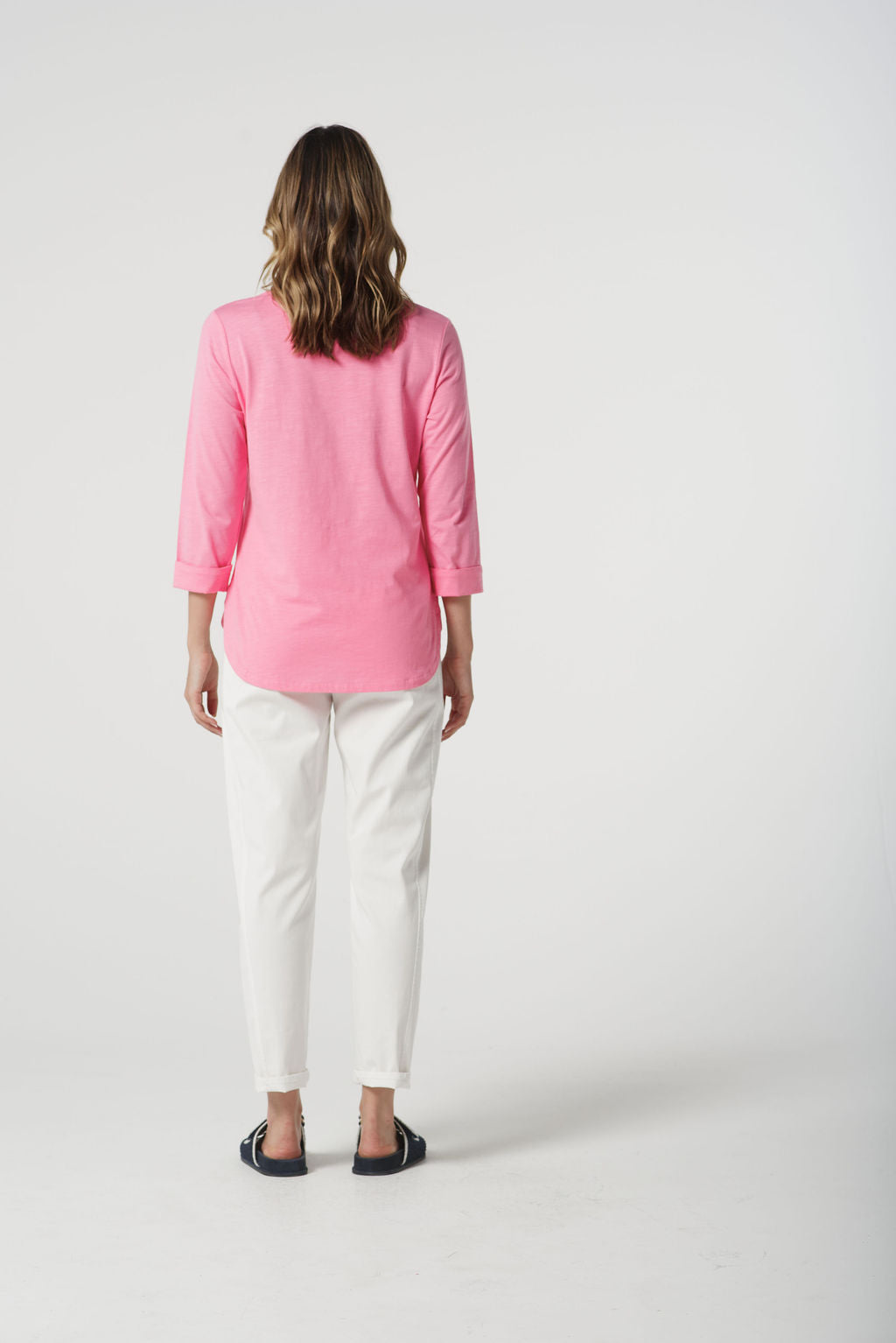 Pima Cotton Crew Neck 3/4 Sleeve Tee