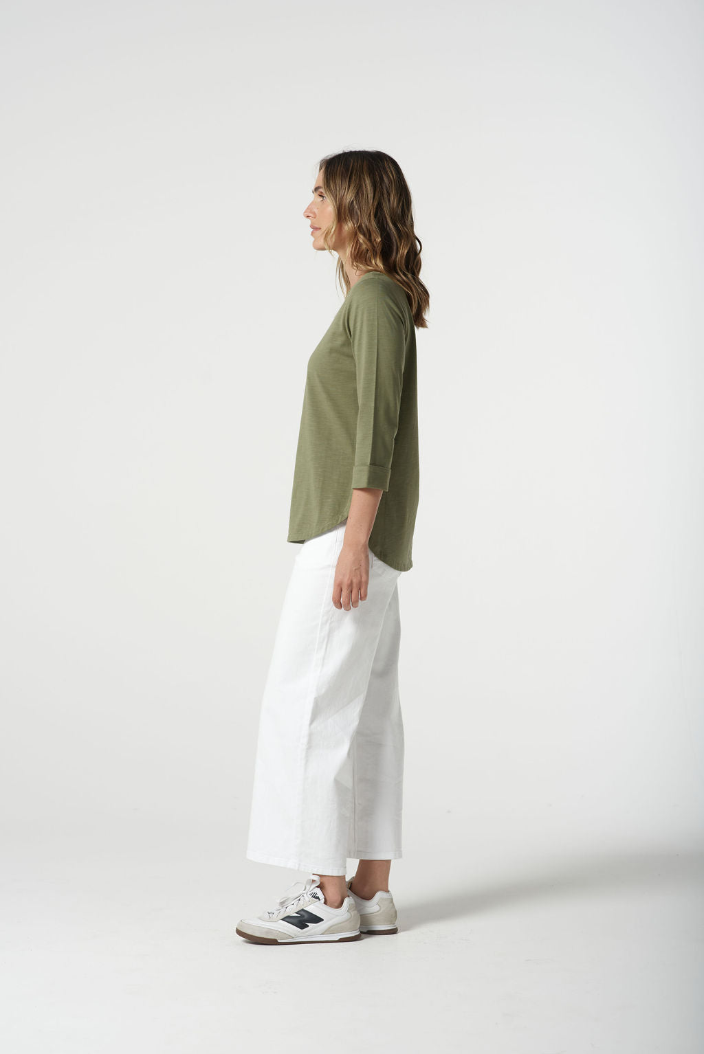 Pima Cotton Crew Neck 3/4 Sleeve Tee