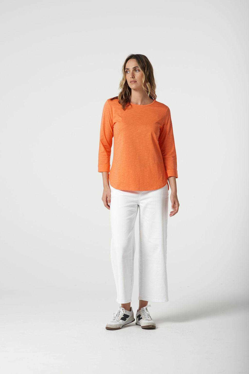 Pima Cotton Crew Neck 3/4 Sleeve Tee