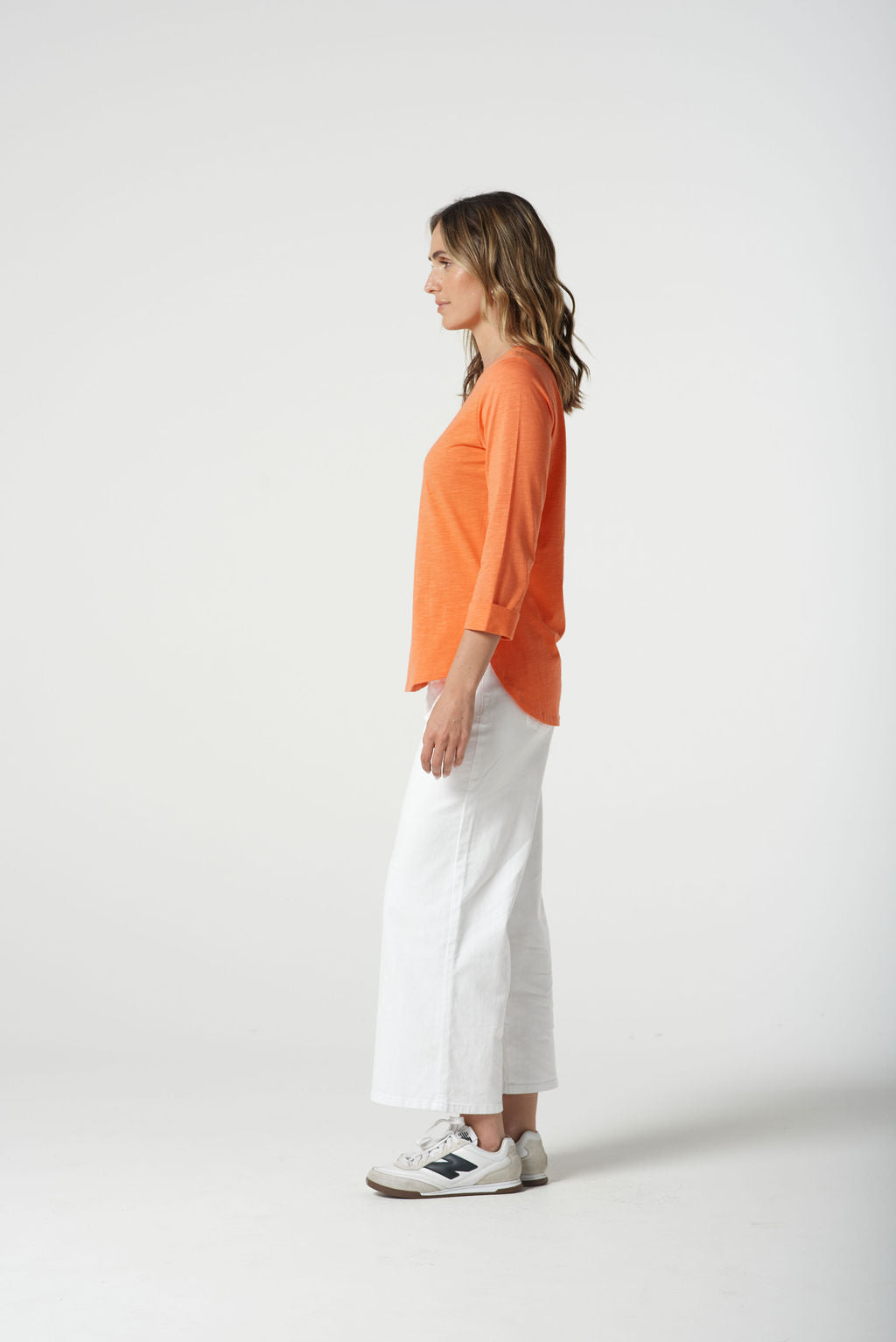Pima Cotton Crew Neck 3/4 Sleeve Tee