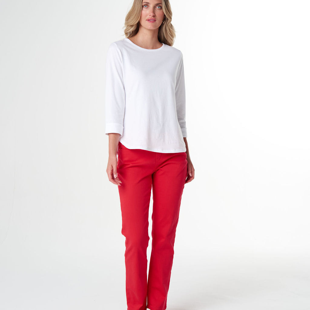 Pima Cotton Crew Neck 3/4 Sleeve Tee