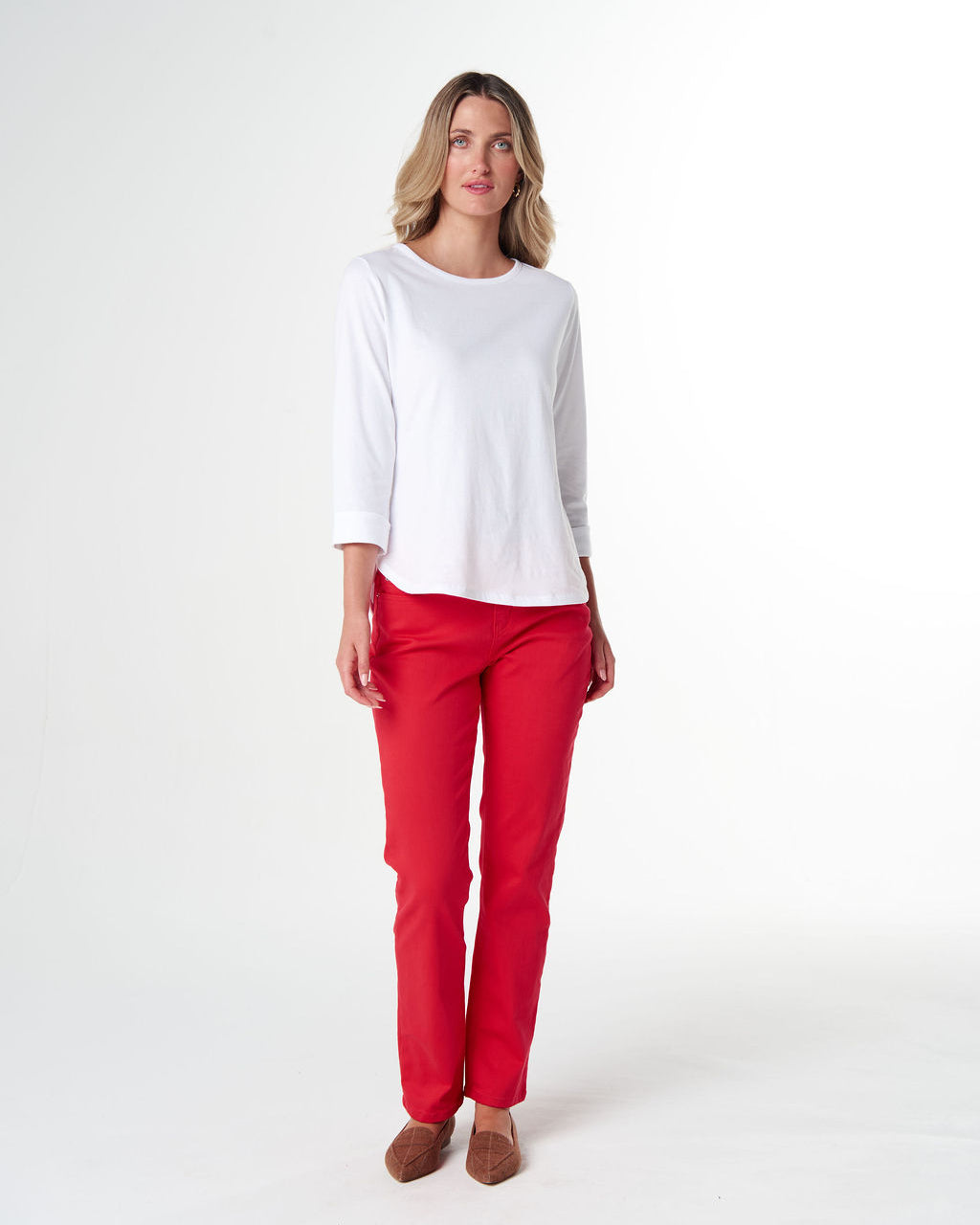 Pima Cotton Crew Neck 3/4 Sleeve Tee