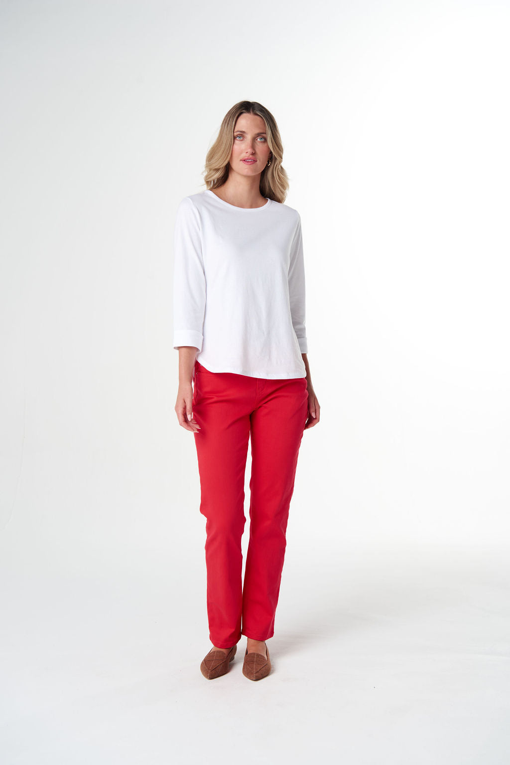 Pima Cotton Crew Neck 3/4 Sleeve Tee