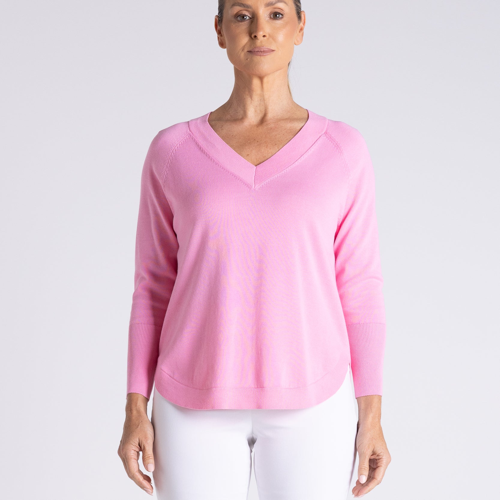 Raglan V  Neck With Scoop Hem