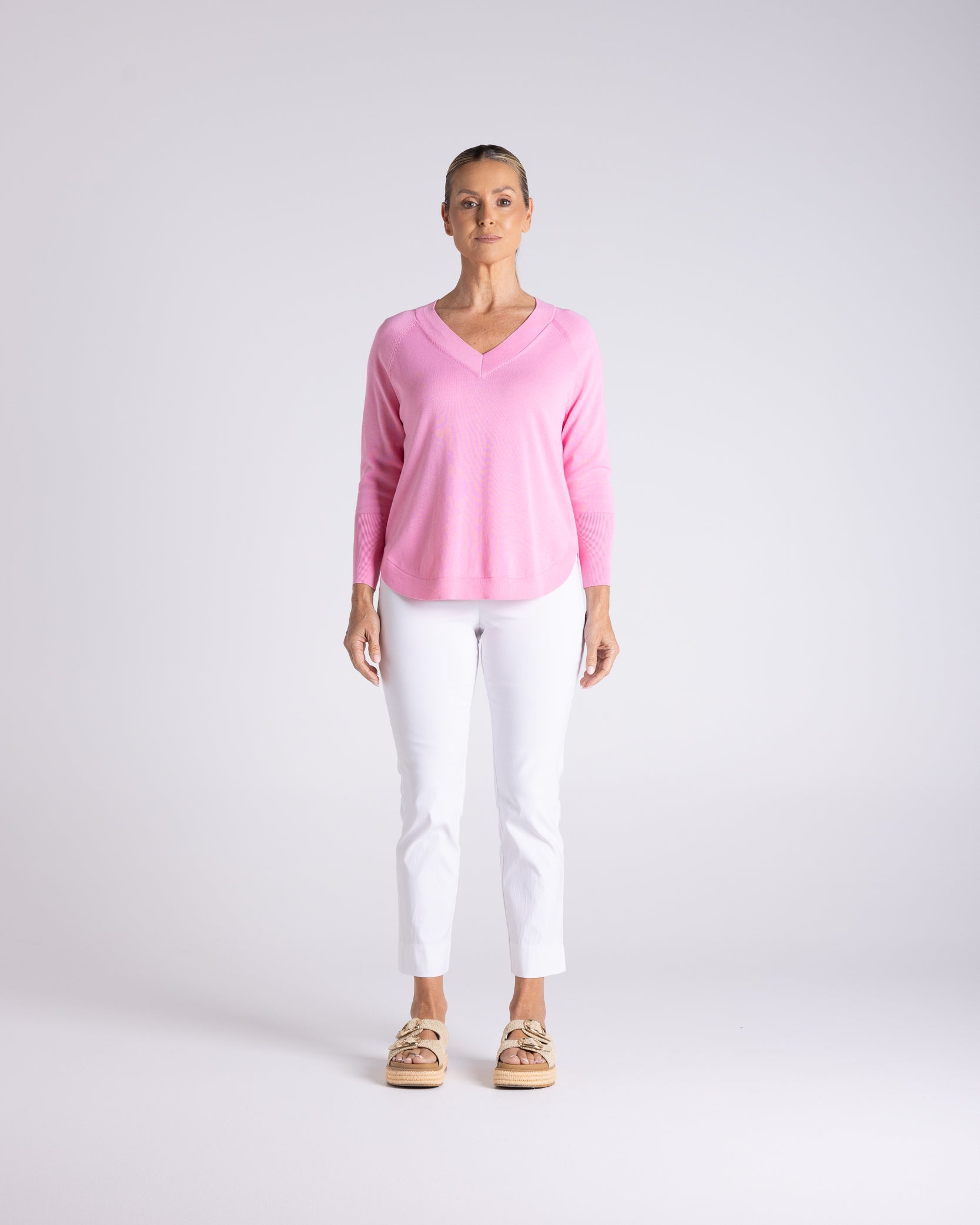 Raglan V  Neck With Scoop Hem