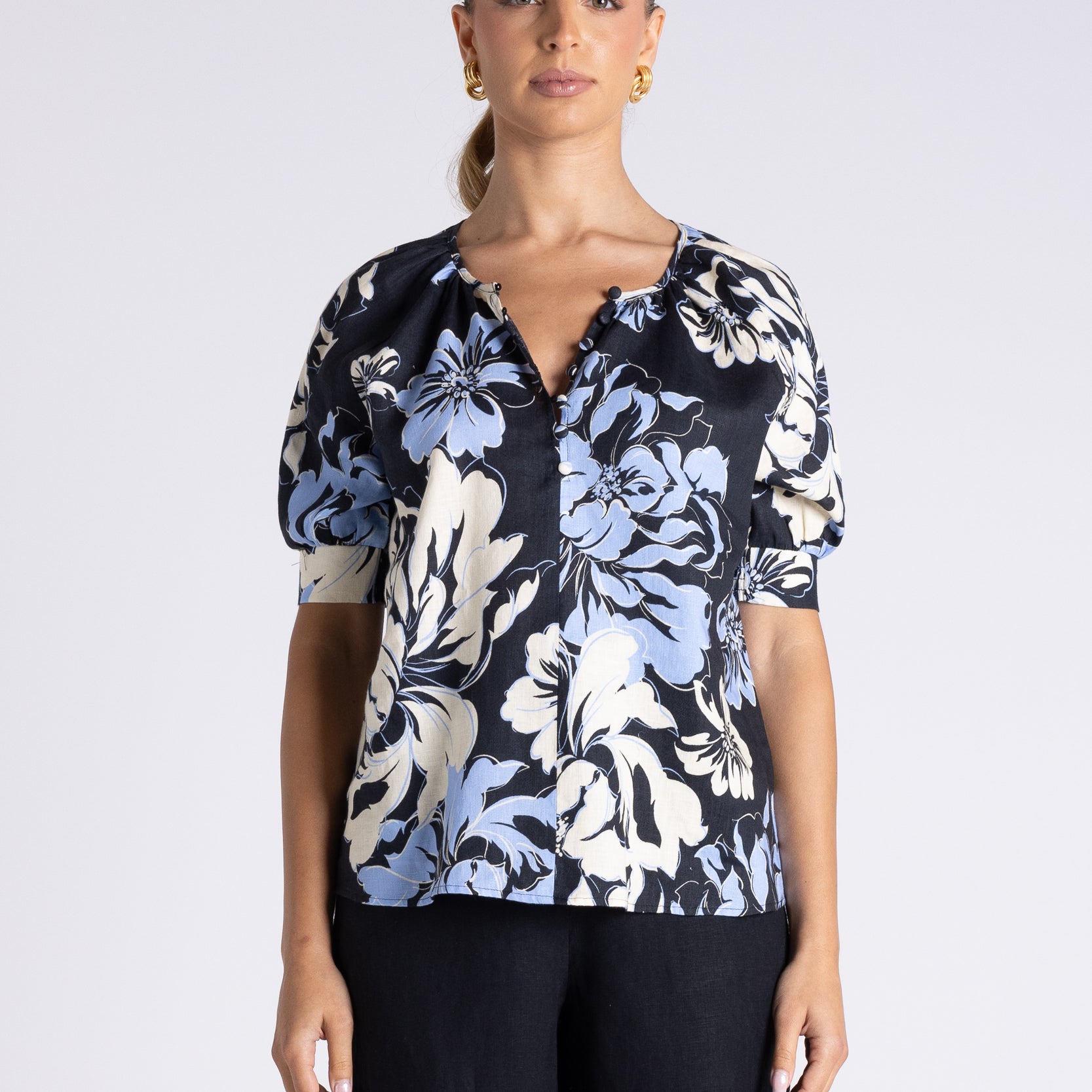 Peony Print Top by Two-Ts in Peony Print - front view