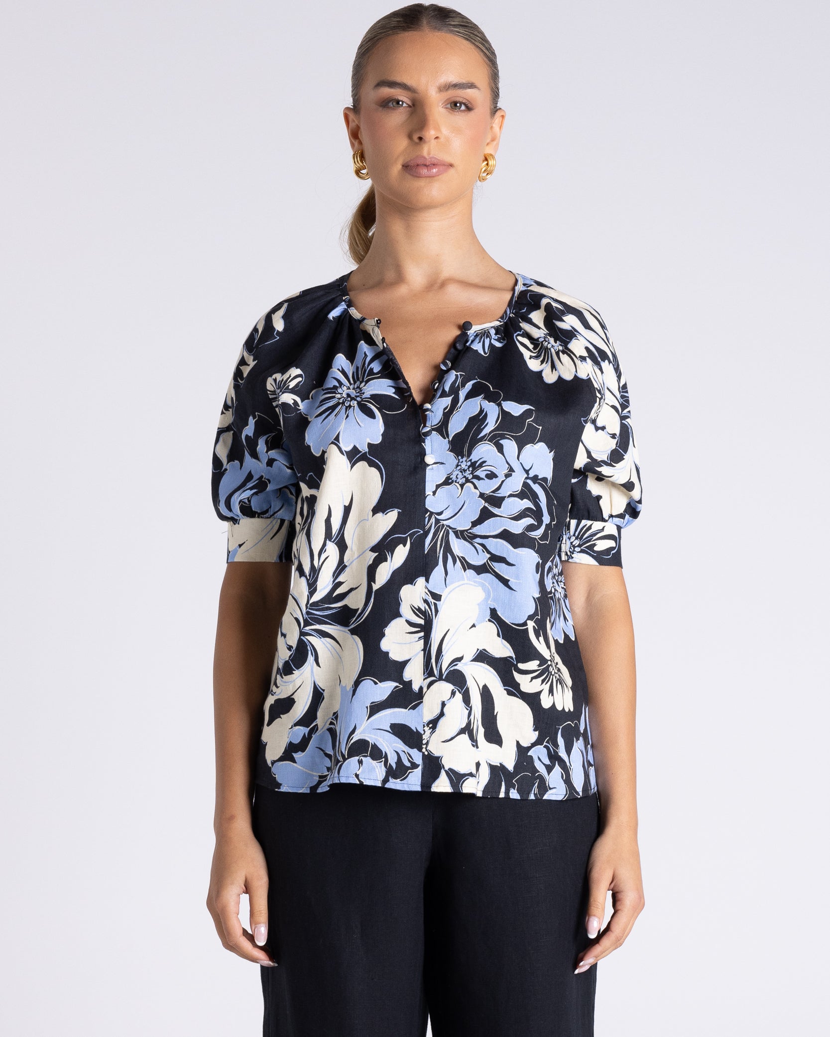 Peony Print Top by Two-Ts in Peony Print - front view