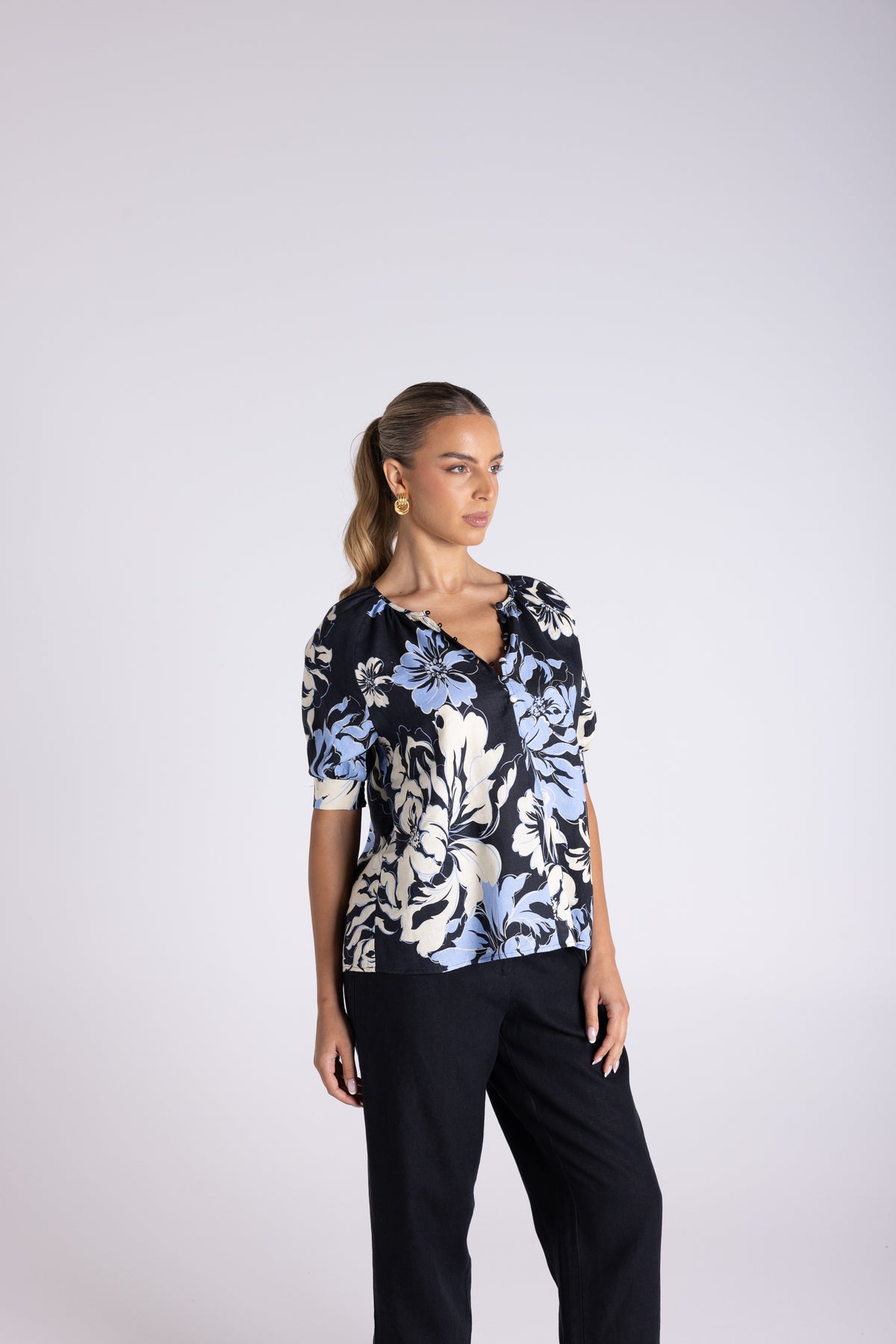 Peony Print Top by Two-Ts in Peony Print - front view