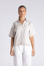 Olivia Short Sleeve Shirt by Two-Ts in Straw - front view