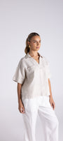 Straw Short Sleeve Shirt by Two-Ts in Straw - front view