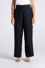 Luna 7/8 Linen Pant by Two-Ts in Black - front view