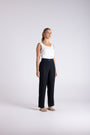 Luna 7/8 Linen Pant by Two-Ts in Black - front view