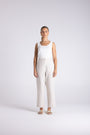 Luna 7/8 Linen Pant by Two-Ts in Straw - front view