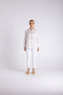 Candy Stripe Oversize Shirt by Two-Ts in Straw Soft Pink Stripe - front view