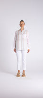 Candy Stripe Oversize Shirt by Two-Ts in Straw Soft Pink Stripe - front view