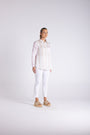 Candy Stripe Oversize Shirt by Two-Ts in Straw Soft Pink Stripe - front view