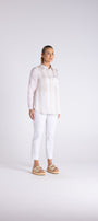 Candy Stripe Oversize Shirt by Two-Ts in Straw Soft Pink Stripe - front view
