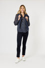 "Gordon Smith Harper Slim Leg Cord Pant in Navy — high rise pull-on corduroy"