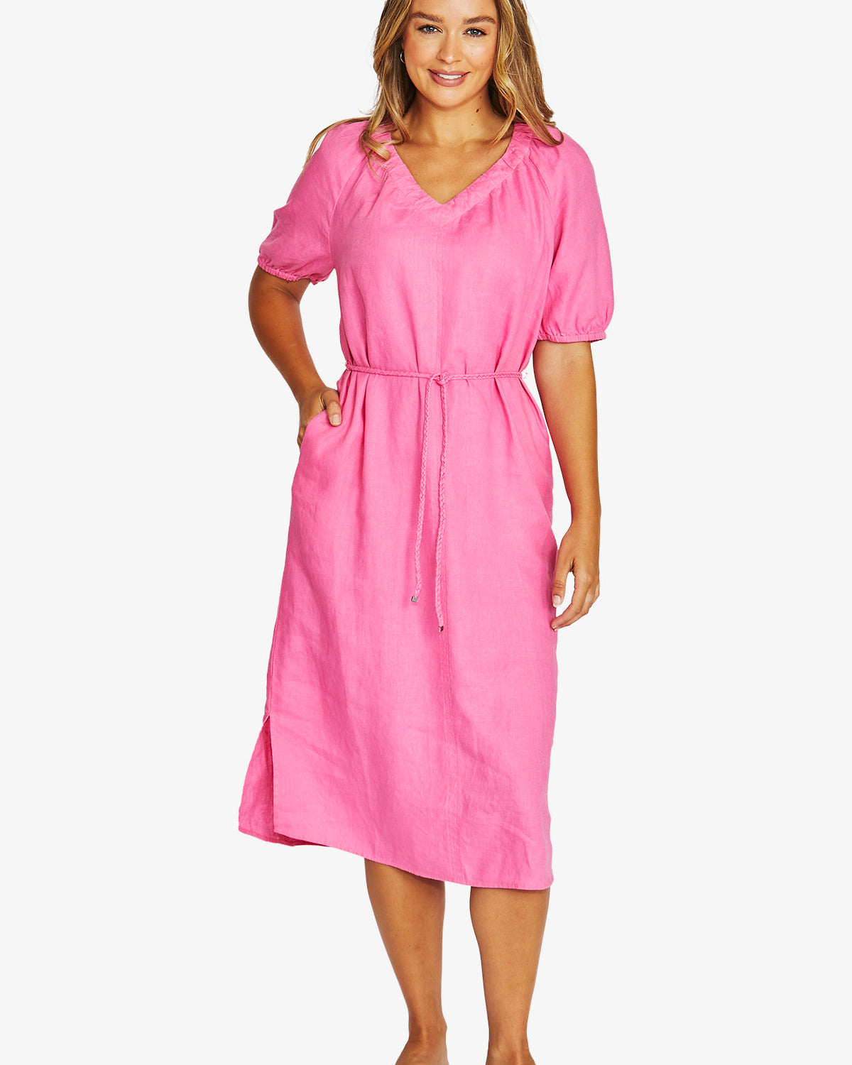 Gather V-Neck Dress