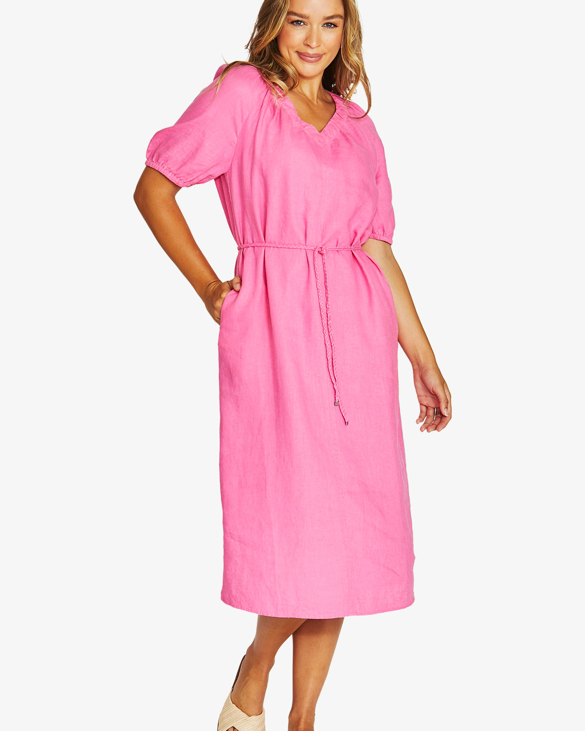 Gather V-Neck Dress