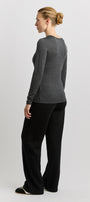 charcoal crew merino Tee back image