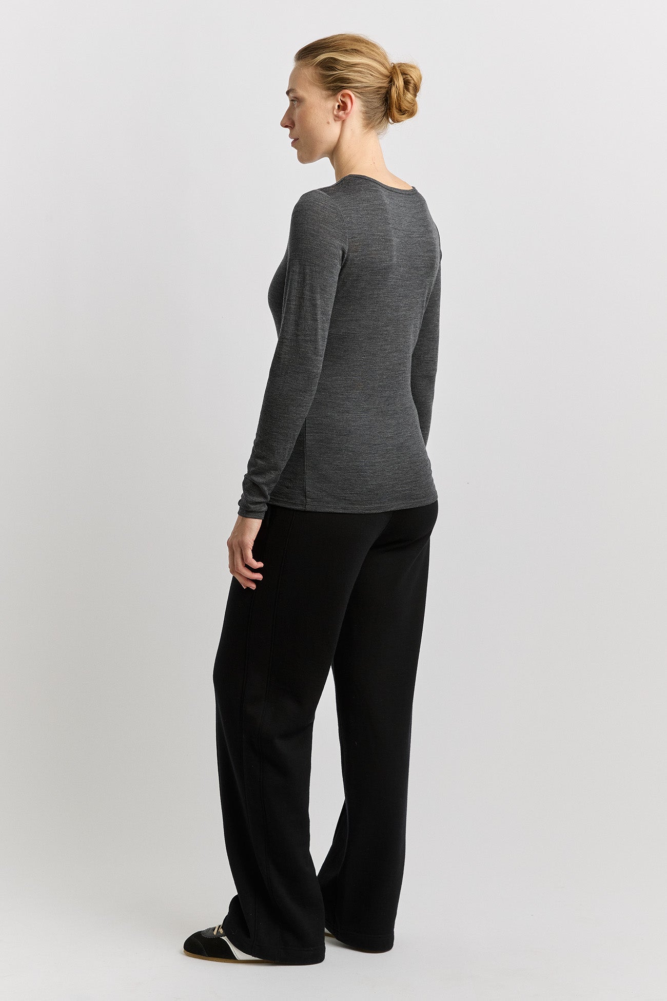 charcoal crew merino Tee back image