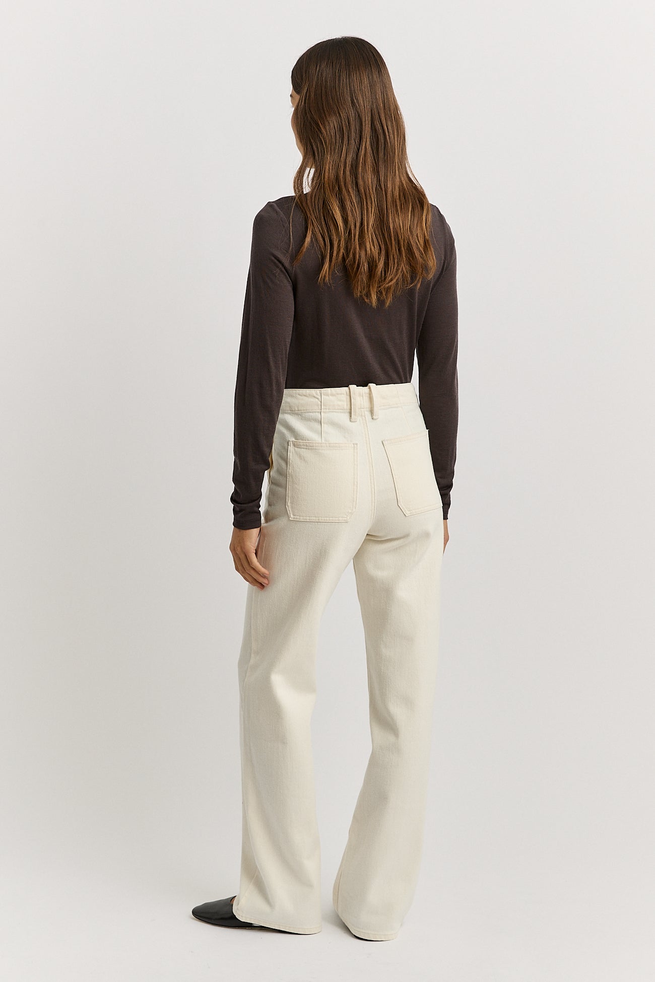 mocha crew merino Tee back image