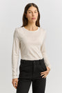 warm white crew merino Tee front image