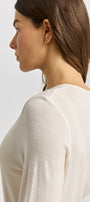 warm white crew merino Tee side image