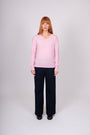 "Bridge & Lord Izzy V Neck Pullover in Tea Rose — merino cashmere blend"
