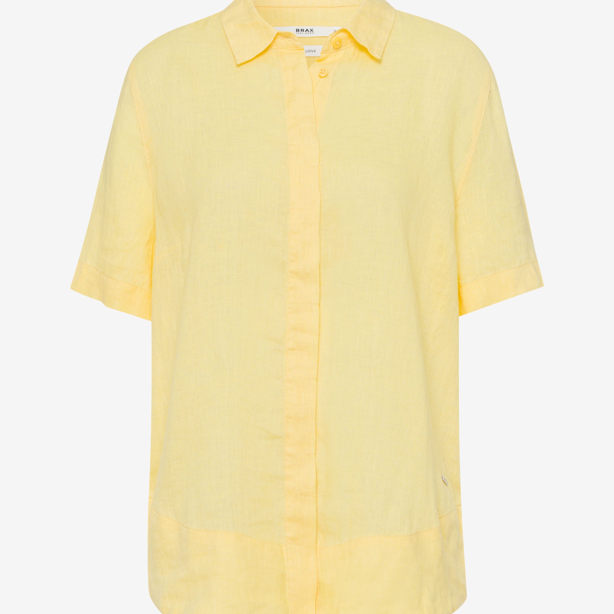 Front View Short sleeve Linen Shirt Banana yellow.