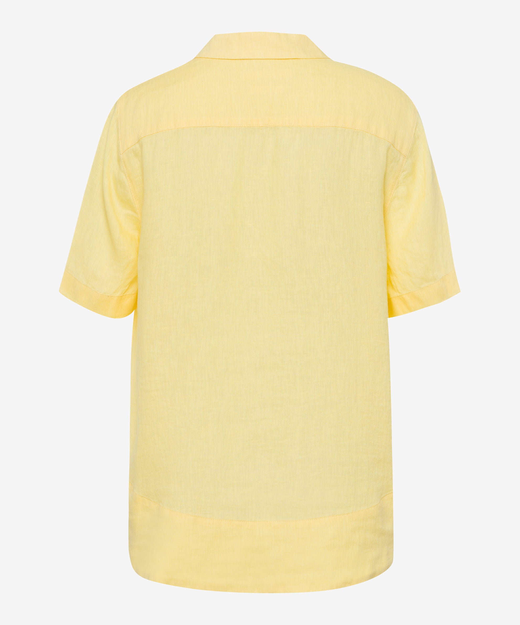 Back View Short sleeve Linen Shirt Banana yellow.