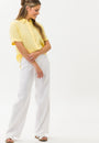 Front View Short sleeve Linen Shirt Banana yellow.