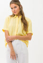 Front View Short sleeve Linen Shirt Banana yellow.