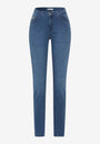 Front view  blue denim jean straight leg