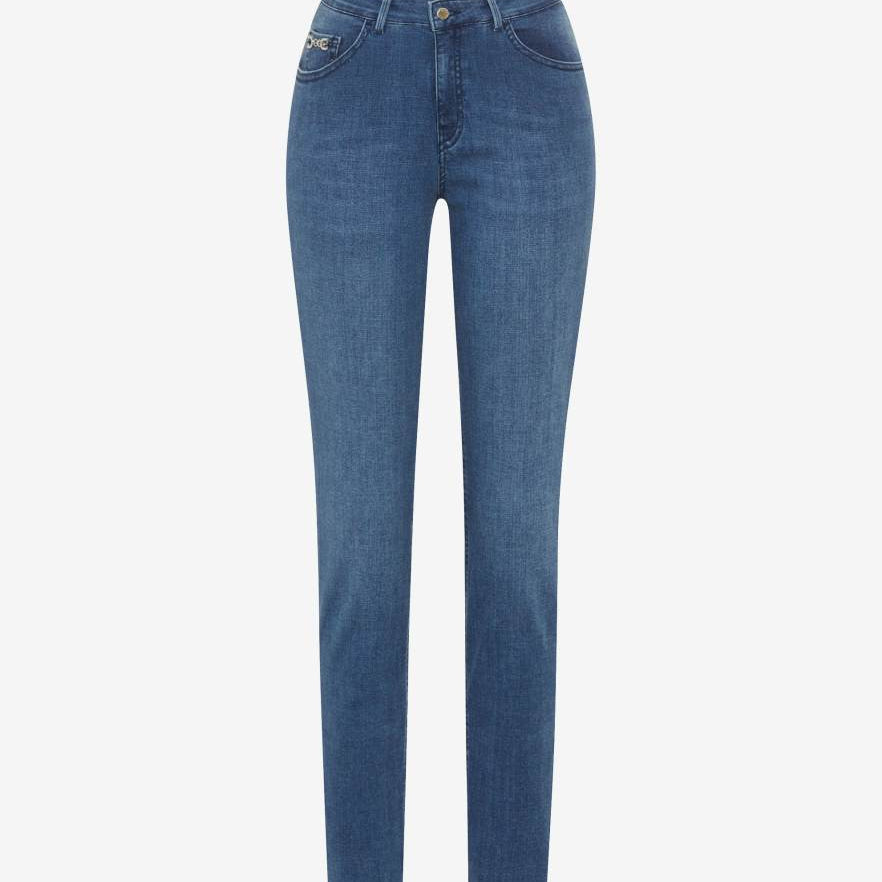 Front view  blue denim jean straight leg