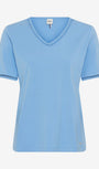 Light blue t-shirt with decorative trim.