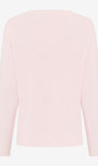 A light pink ribbed knit long sleeve top shown from the back.