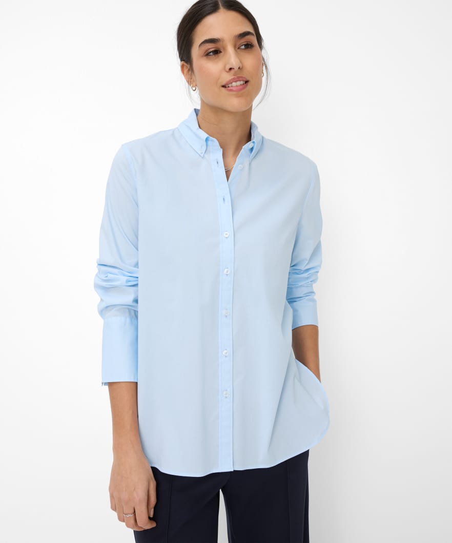"BRAX Viki Long Sleeve Shirt in Light Blue — 97% Cotton classic fit shirt"