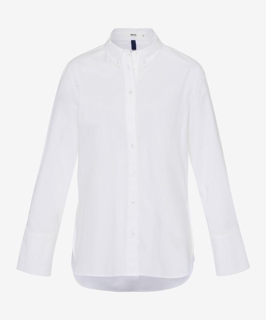 Front view white long sleeved shirt.