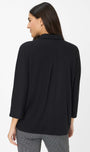 Back view a black long sleeve top.