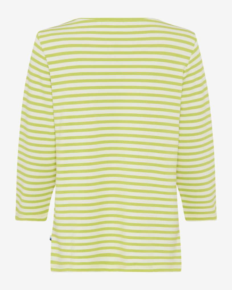 Green and white striped shirt from back