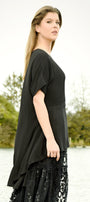 Curate by Trelise Cooper Still Waters Top in Black — 100% Viscose drop shoulder high-low hem"