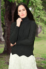 "Curate by Trelise Cooper Warm Thoughts Jumper in Black — cable knit roll neck with scalloped hem"