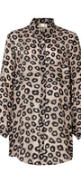 "Curate by Trelise Cooper Anything but Ordinary Shirt in Beige Leopold — longline viscose crepe de chine"