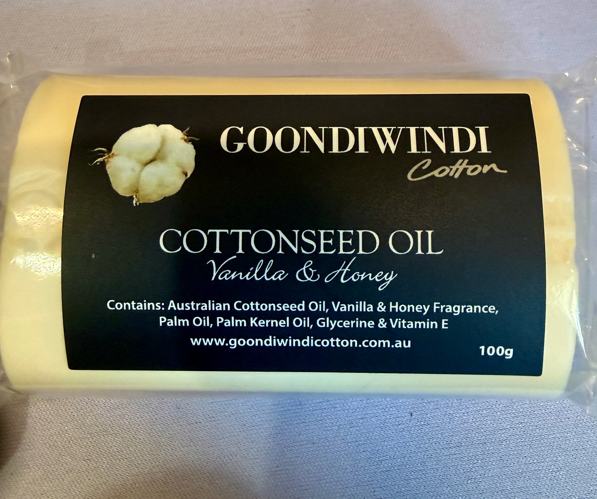 Goondiwindi cottonseed oil soap.